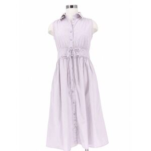 Thakoon x RTR Lavender Cotton Shirt Dress Size M Tie Waist Pockets GUC